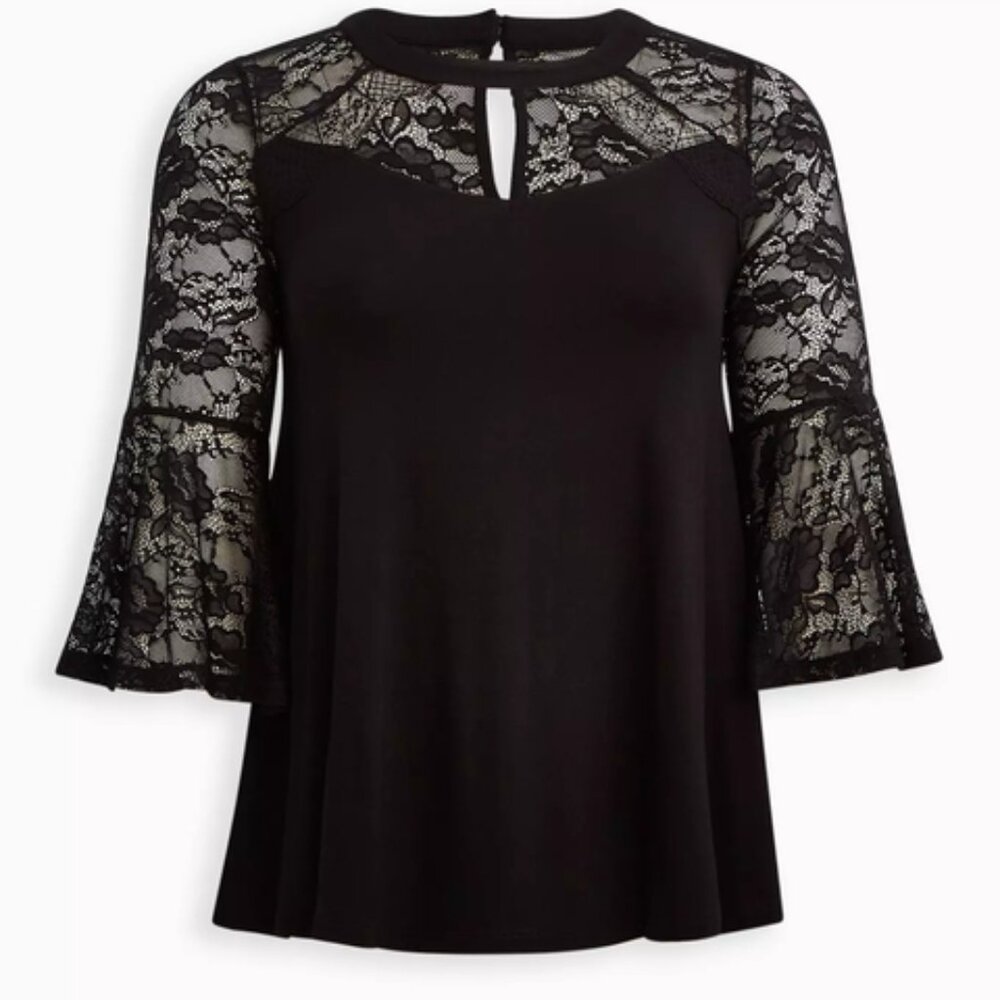 NWT Torrid Super Soft - Choker Neck - Lace Sleeve Top - Size 2 (18/20)